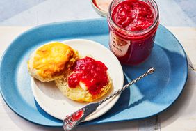 Southern Living Strawberry Jam Recipe on a biscuit to serve