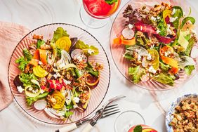 Southern Living Shaved Vegetable Salad on plates to serve