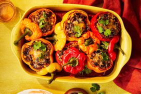 Southern Living Our Best Stuffed Peppers in the dish ready to serve 