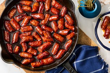 Southern Living Sweet-and-Spicy Sausage Bites in the skillet to serve 