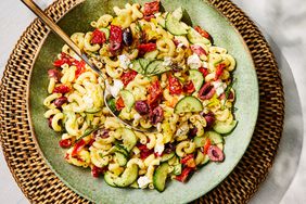 Southern Living Greek Pasta Salad in a bowl to serve 