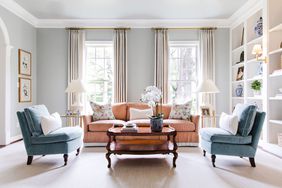 Living Room with Peach-Colored Couch