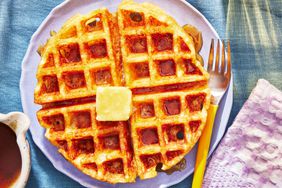 Southern Living Cornmeal Waffles on a plate to serve 