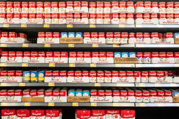 Campbell's soup is seen on shelves at a Walmart store