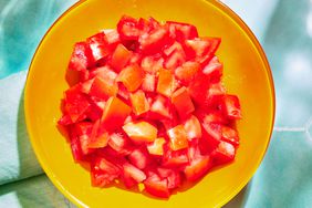 Southern Living How to Dice Tomatoes cut tomatoes in a bowl ready to use