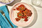 Southern Living Porcupine Meatballs on a plate to serve with rice 