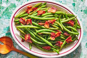 Southern Living Ranch Green Beans on a platter to serve 