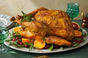 Southern Living Simple Roasted Turkey on a platter to serve