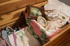 Cedar chest with items inside