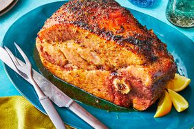 Southern Living Sweet Tea Brined Ham with Lemon Glaze on a platter to serve